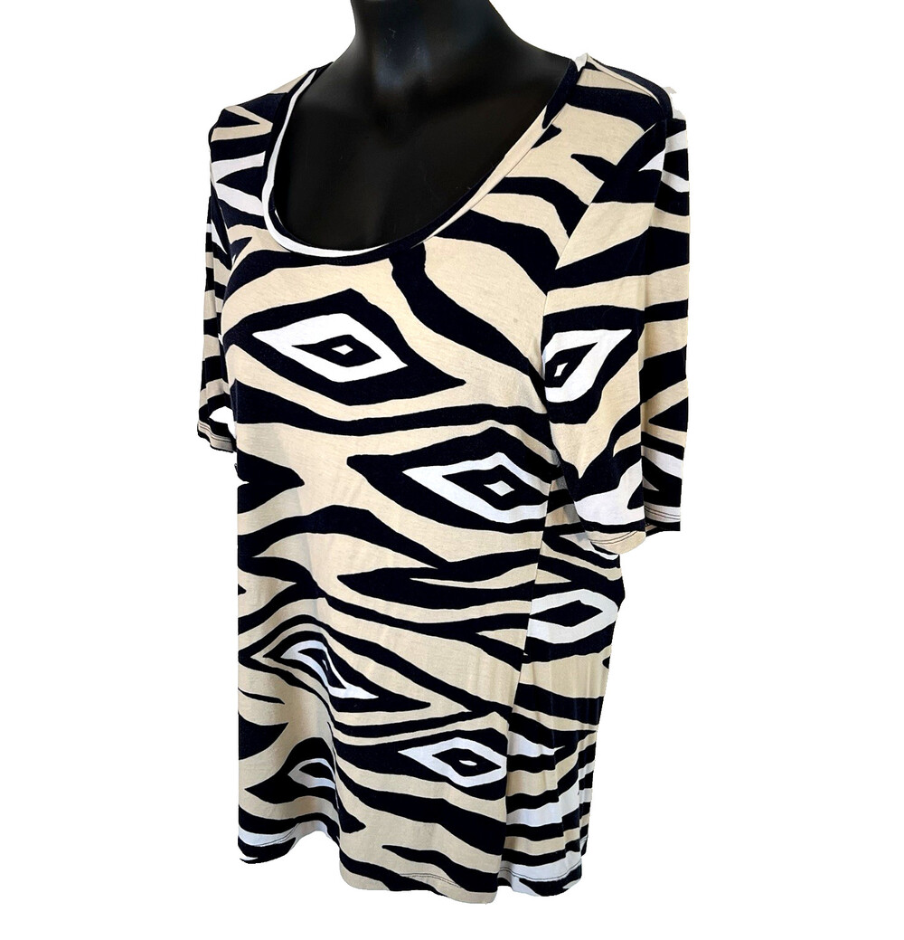 Banana Republic - Women's L Top Stretch Short Sleeve Diamond Ikat Print - Picture 11 of 15